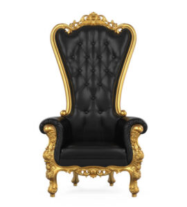 Black Throne Chair isolated on white background. 3D render